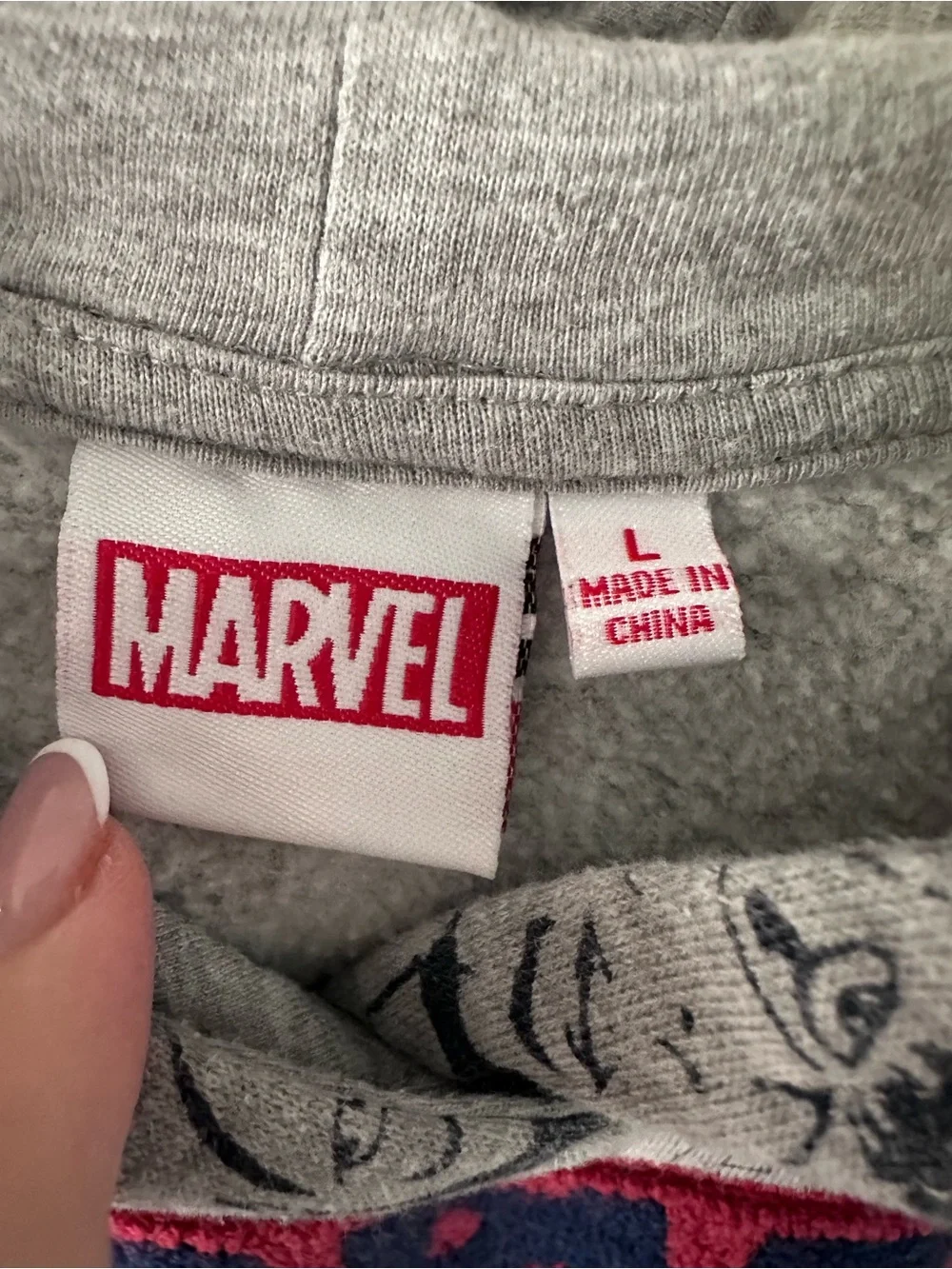Marvel Light Gray Hoodie with Red Logo